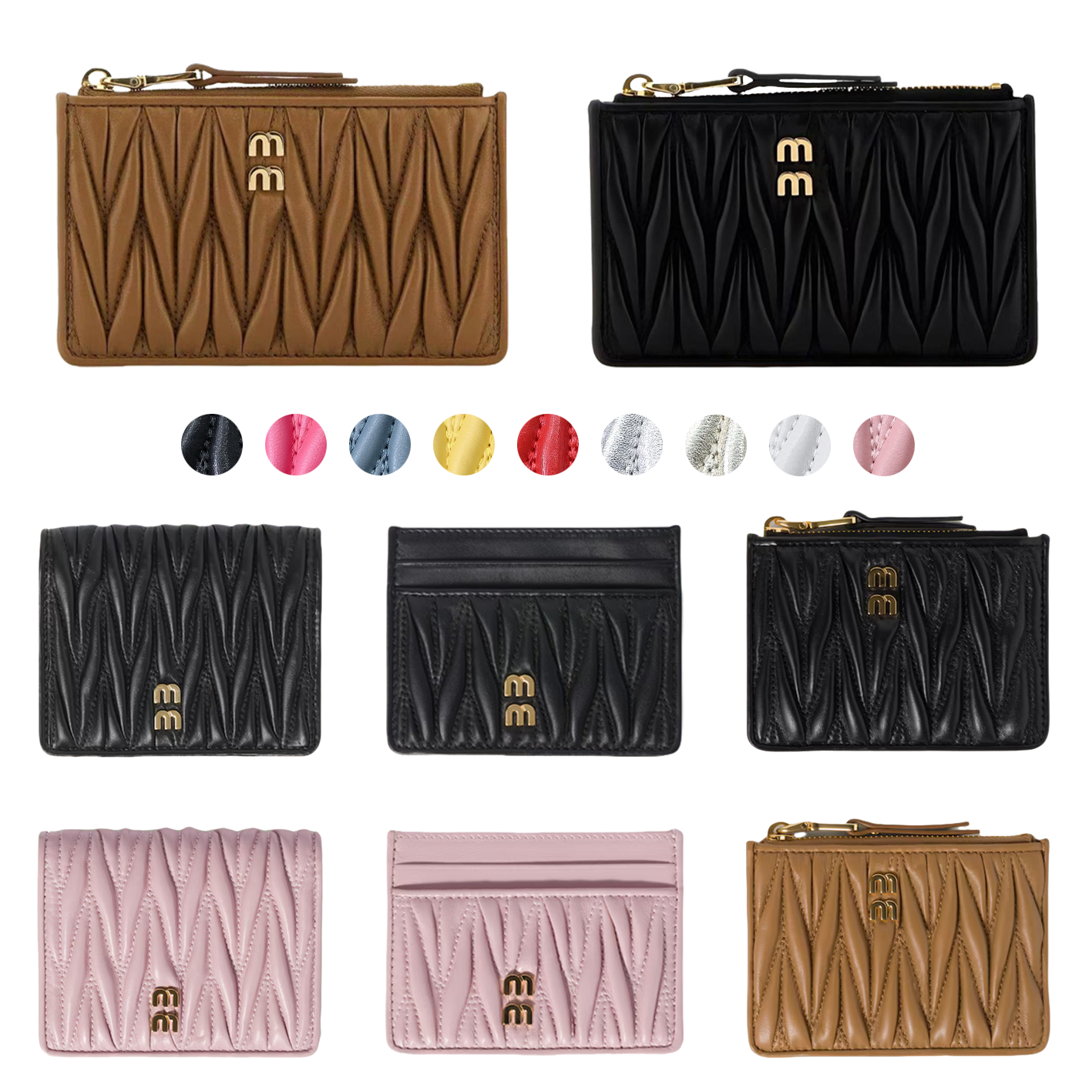 Matelasse soft sheepleather Card Holder Luxury designer wallet Womens mens Coin Purses gold silver CardHolders Top quality Key Wallets zippy Purse p