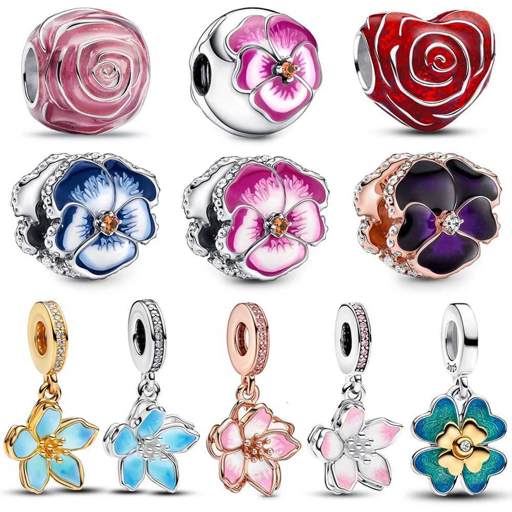 Romantic 925 Sterling Silver Blooming Colorful Flowers Bead Charm Fits Original Bracelet Women DIY Jewelry XJ250726