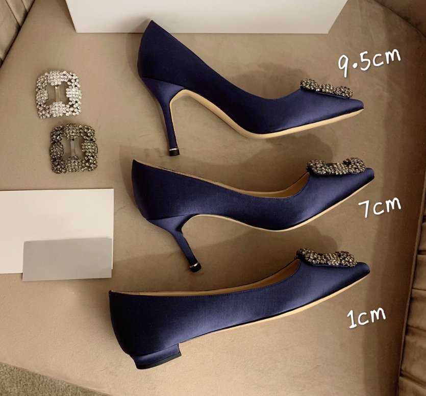 Hangisi Sandales Talons Hauts Femmes Robe Pompe Sandale En Cuir Satin Marque Pompes Bout Pointu Strass Boucle Designer Sandales De Soirée Chaussu