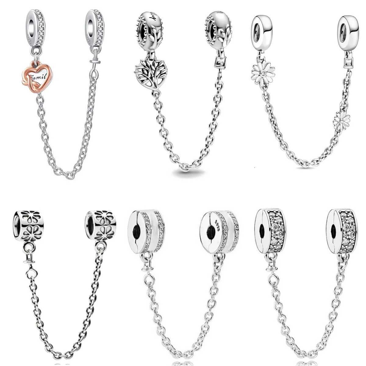 New 925 High-Quality Silver Daisy Shiny Split Chain Buckle Charm Fit for Original DIY Bracelets Womens Boutique Jewelry XJ250726