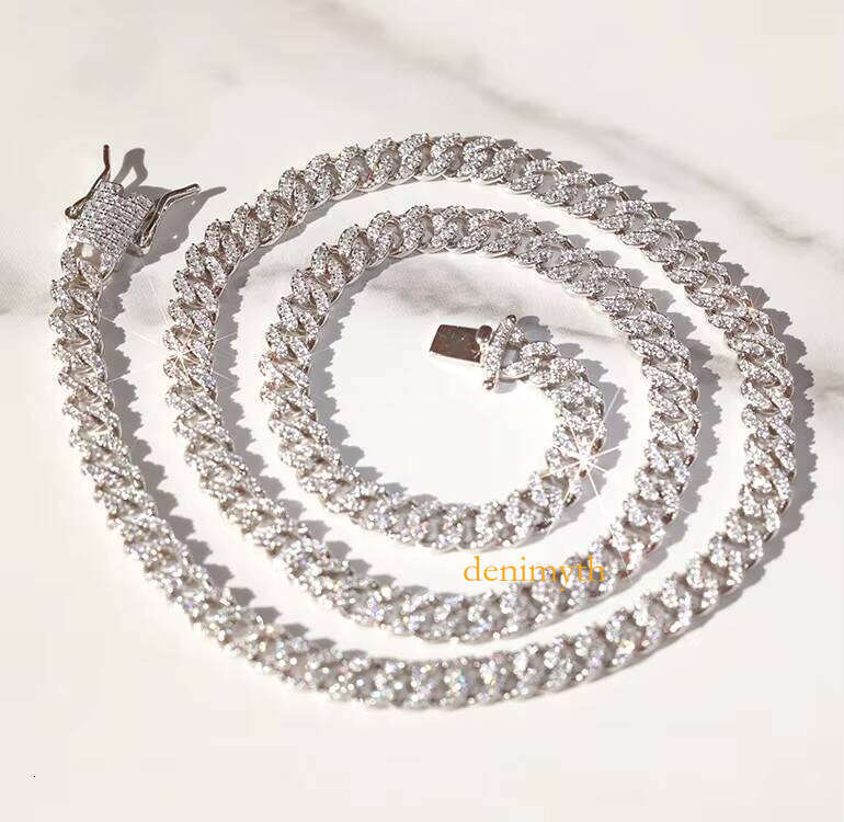 Hot Sale Necklace S Sier 6-10mm Single Row Iced Out Miami Cuban Chain Hip Hop Link with GRA Certificate Jewelry
