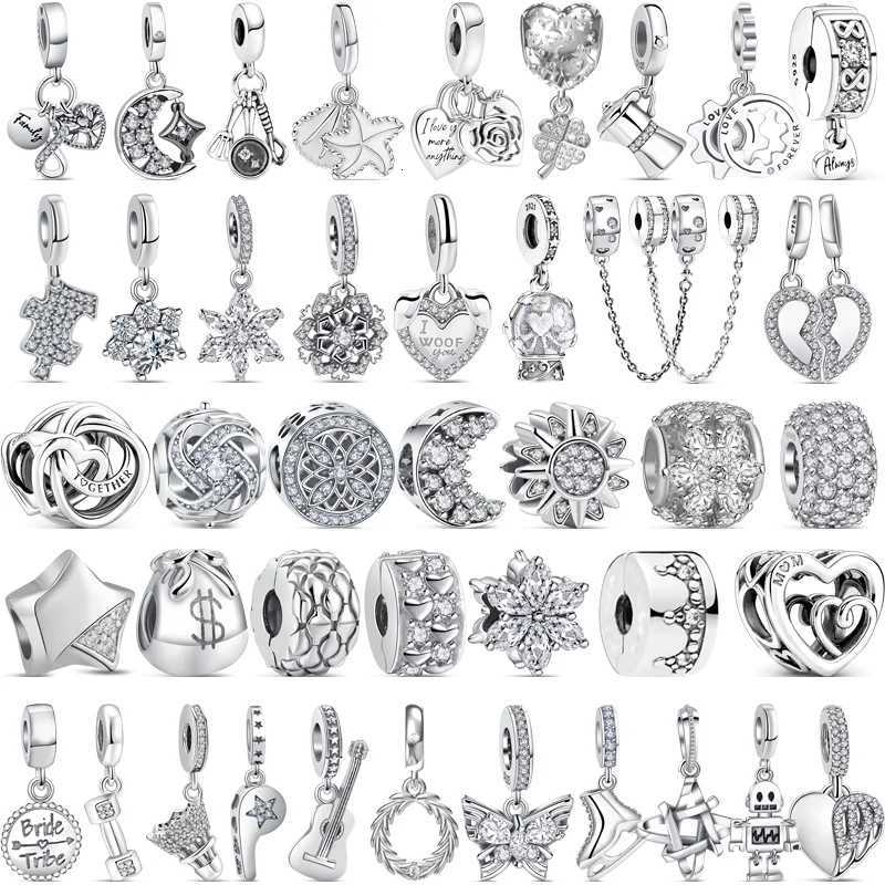 925 Sterling Silver Snowflake Moon Sun Forever Infinite Symbol Classic Sparkling Beads Jewelry Fit Pantaro Charms Bracelet XJ250726