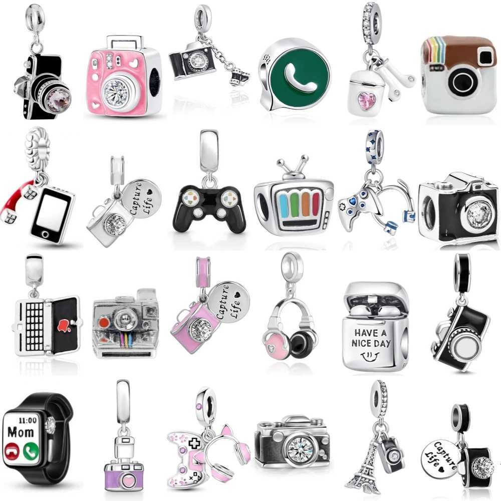925 Sterling Silver Camera Phone Headset TV Computer Charm Pendant Fine Bead Fit Original Pendant Bracelet DIY Women Jewelry XJ250726