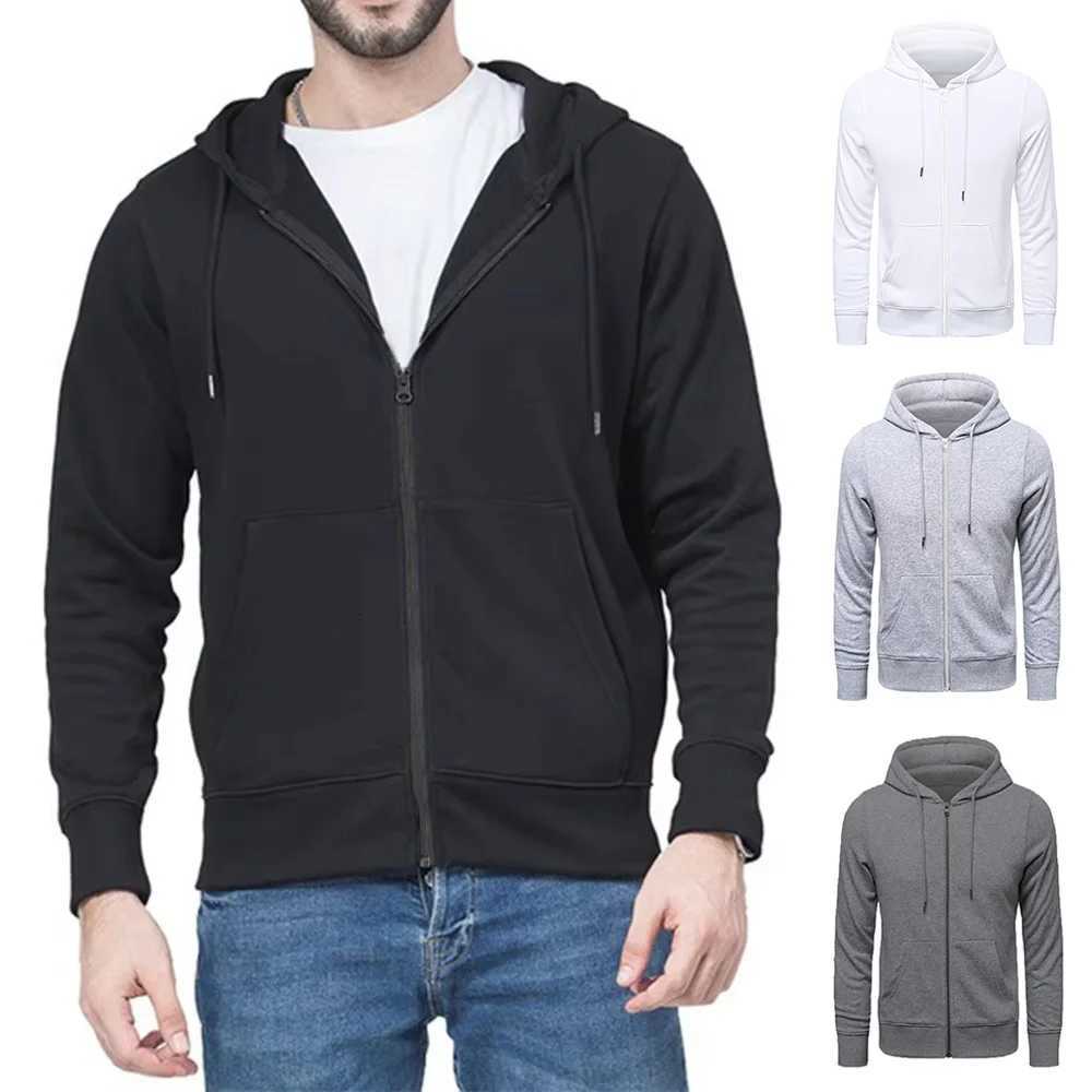 Trendy Hoodies Men Retro Harajuku Solid Color High Quality Jacket Streetwear Solid Zip Up Casual Loose Sweatshirt Clothes XJ250726