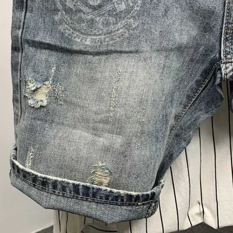 Man Denim Shorts Slim Hip Hop Skinny Graphic Short Jeans Pants For Men Designer Jorts Sale Trend 2024 New In With Youthful Emo L250725 Z260228