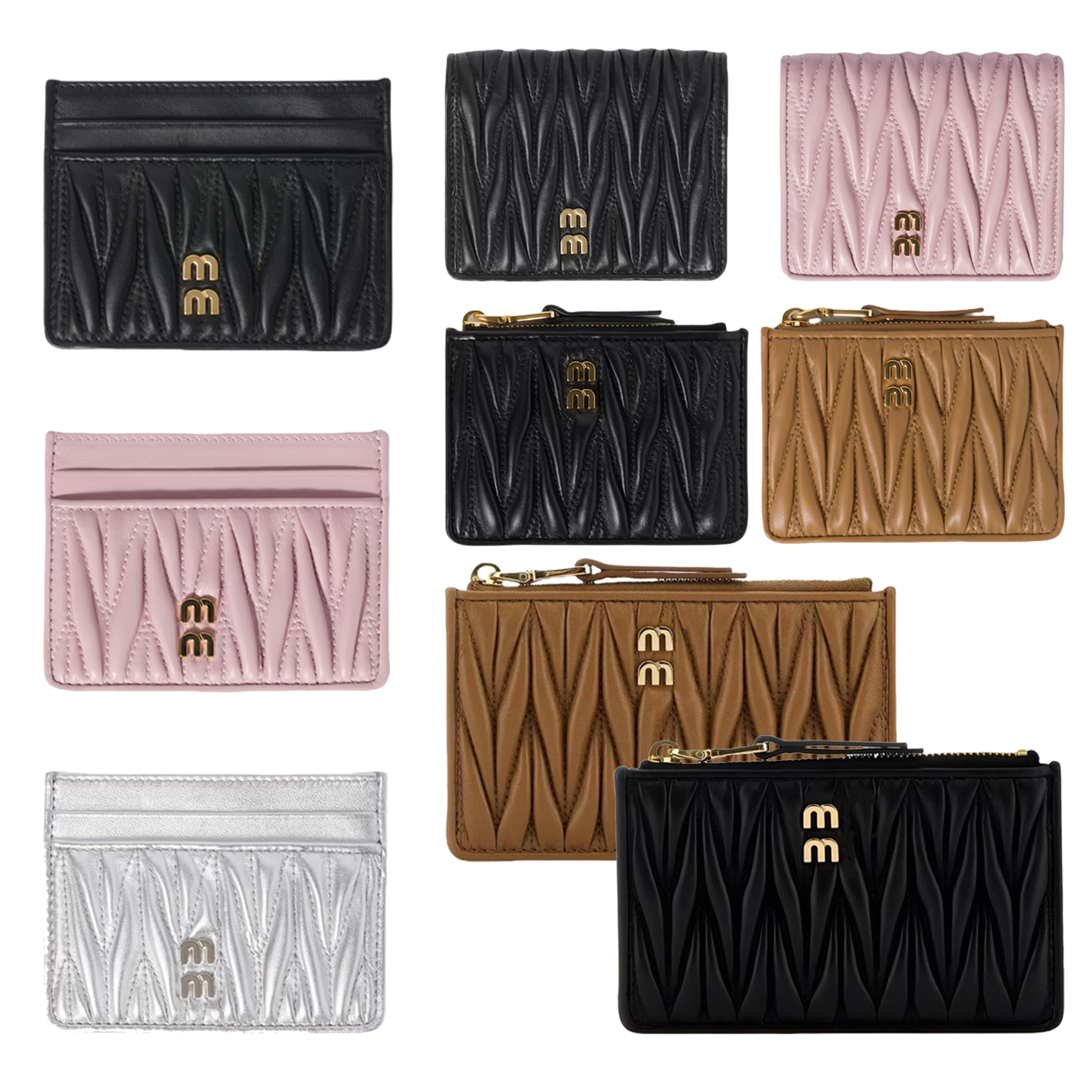 Matelasse soft sheepleather Card Holder Luxury designer wallet Womens mens Coin Purses gold silver CardHolders Top quality Key Wallets zippy Purse p