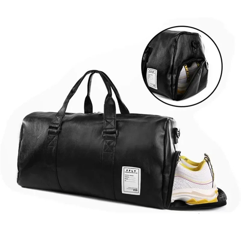 Large Capacity Gym Bags PU Leather Dry Wet Separation Shoe Bags For Men Women Training Fitness Yoga Travel Luggage Shoulder Bags 250721