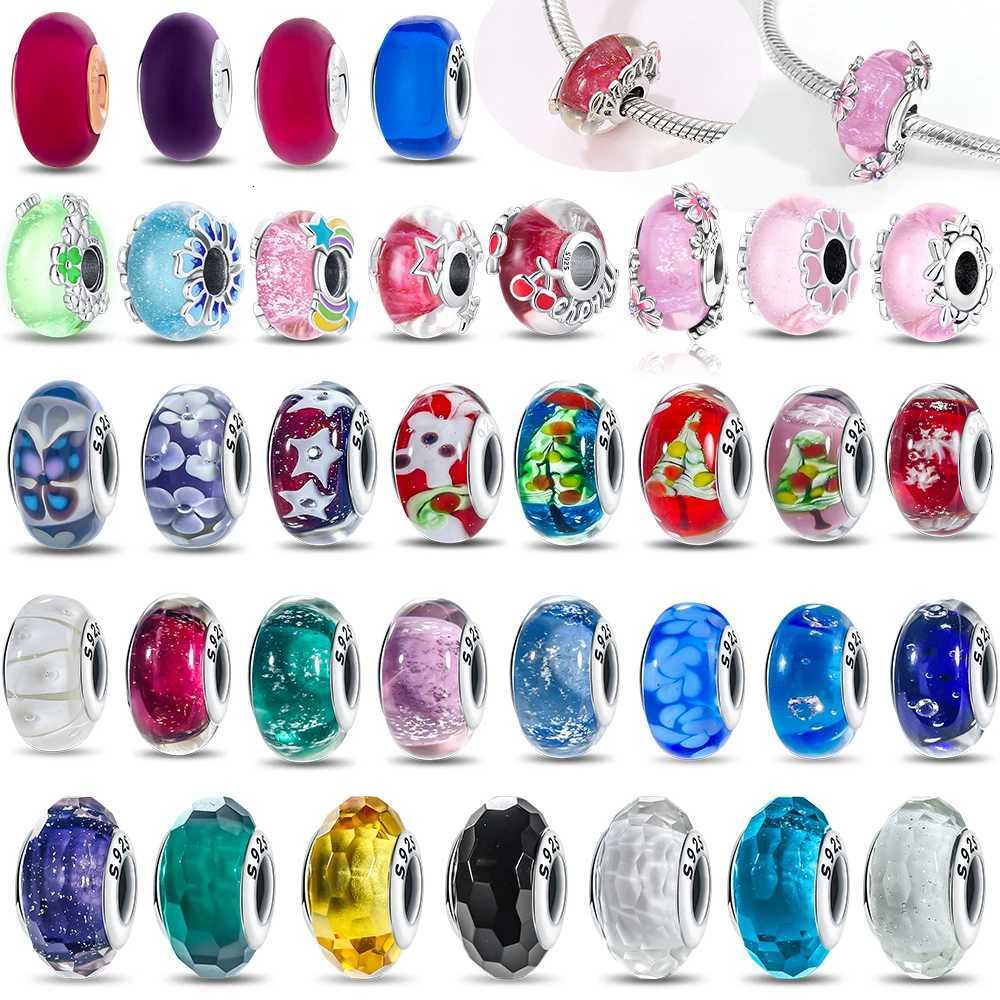 Original Charms Pink Murano Glass Blue Flower Butterfly Beads Fit 925 Silver Bracelet Women DIY Jewelry Gift Accessories XJ250726