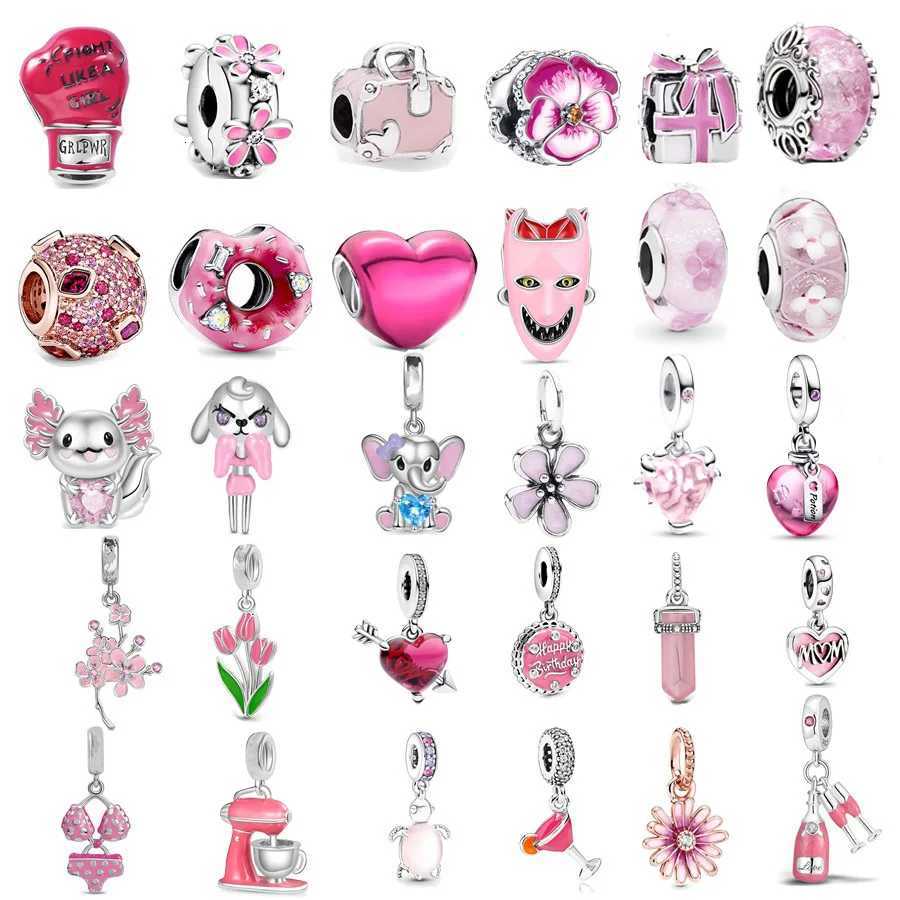 Pink Pendant Bikini Flower Turtle Heart-Shed Charm Bead Fit Original Europeans Silver 925 Necklace Bracelet DIY Jewelry Gift XJ250726