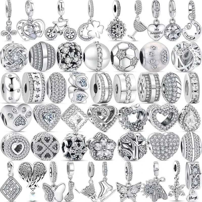 New Original 925 Sterling Silver Snowflake Flowers Heart P Prints Shiny Beads Fit Pantaro Charms Bracelet Jewelry Gift XJ250726