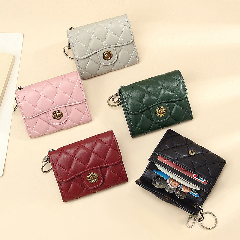 Free Shipping 2025 Summer New Designer Bags Genuine Leather Quilted Vintage Coin Bag Sheepskin Multi-card Slot Small Wallet High-quality Shopping Ba