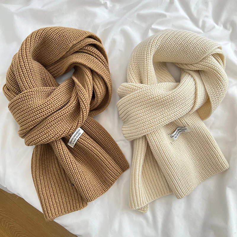 Winter Woolen Knitted Scarf For s Boys Girls Thick Warm Scarves Solid Color ren Outdoor Windproof Crochet Neck Warmer 250725