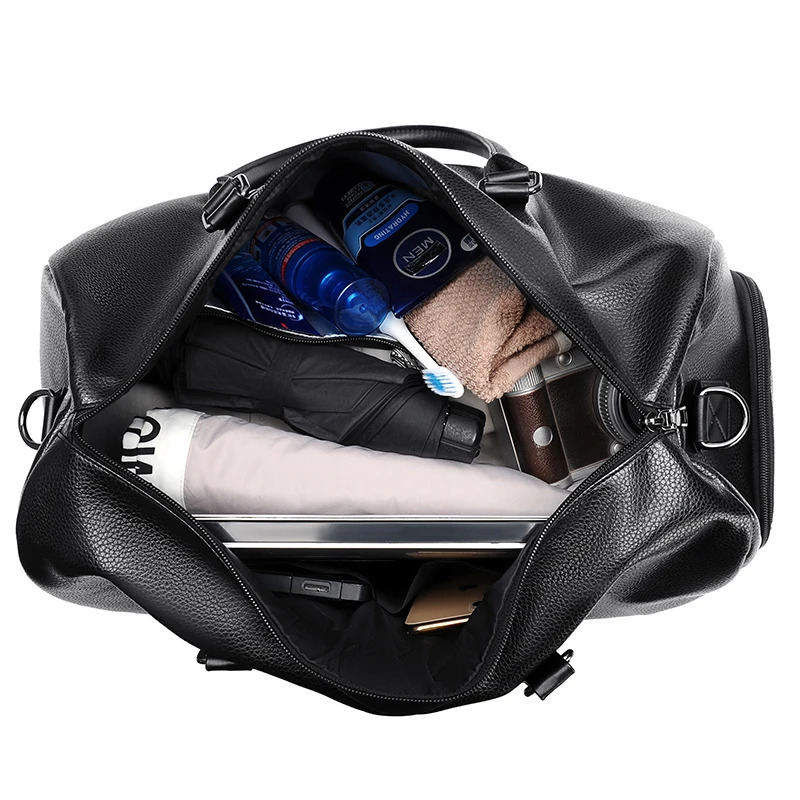 PU Leather Waterproof Handbag Training Fitness Bag Solid Color Dry And Wet Separation Pocket Fashion Short Travel Handbag 250721