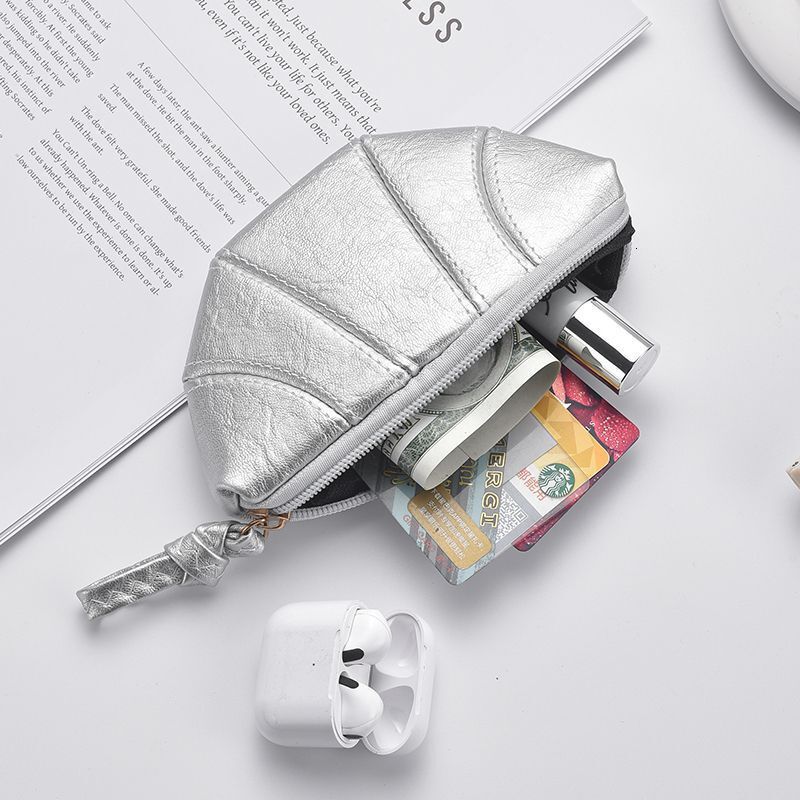 Women's Coin Wallet With Niche Texture Free Shipping Designer Luxury New Korean Version INS Croissant Silver Simple Storage Bag Casual Mini Bag