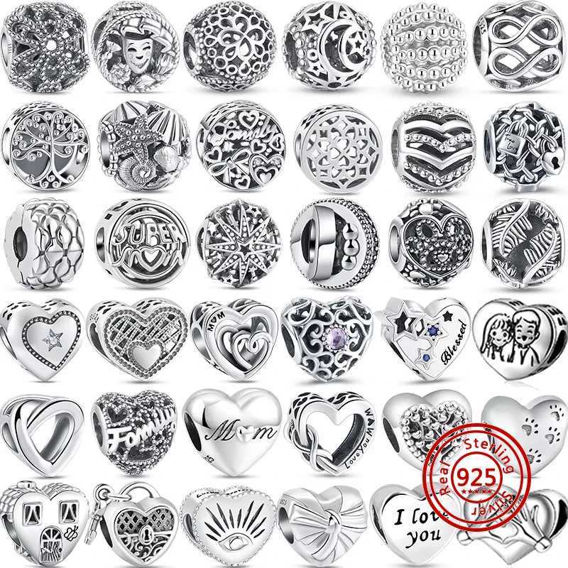 100% Authentic 925 Sterling Silver Fit Original Pantaro Charms Bracelet Heart Round Style Simple Beads Women DIY Jewelry Making XJ250726