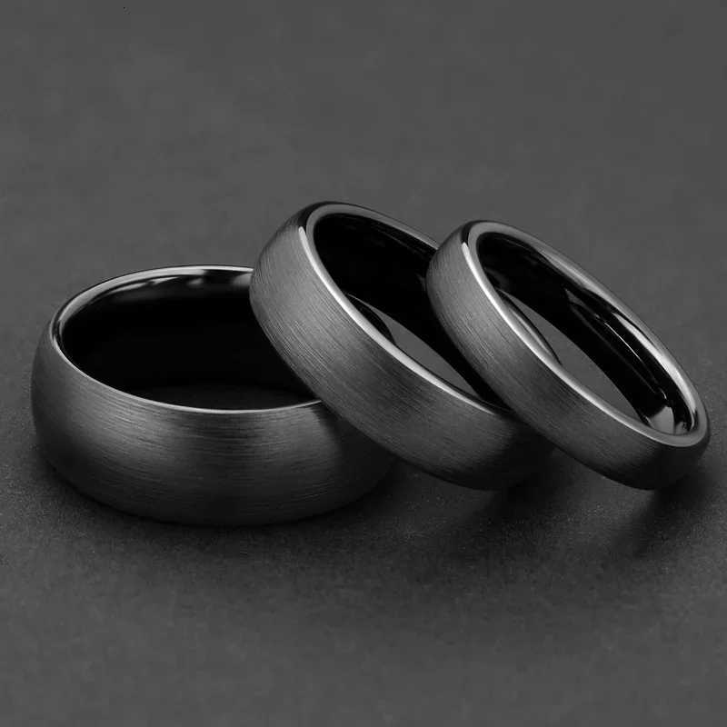 Kolmnsta ceramic brushed black ring suitable for women 4mm 6mm 8mm wide mens wedding ring matte anillos mujer Plus size 4 to 14 W250417