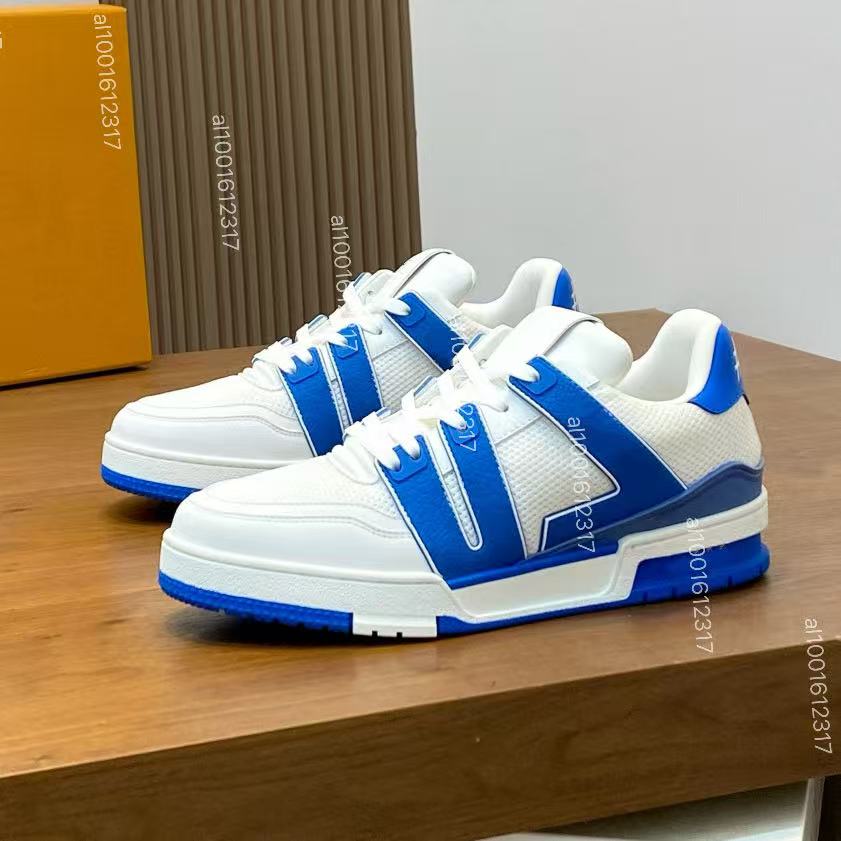 New 2025 Red and white color blocked leather lace up board shoes for couples mens shoes womens shoes luxury designers new breathable sports shoes si