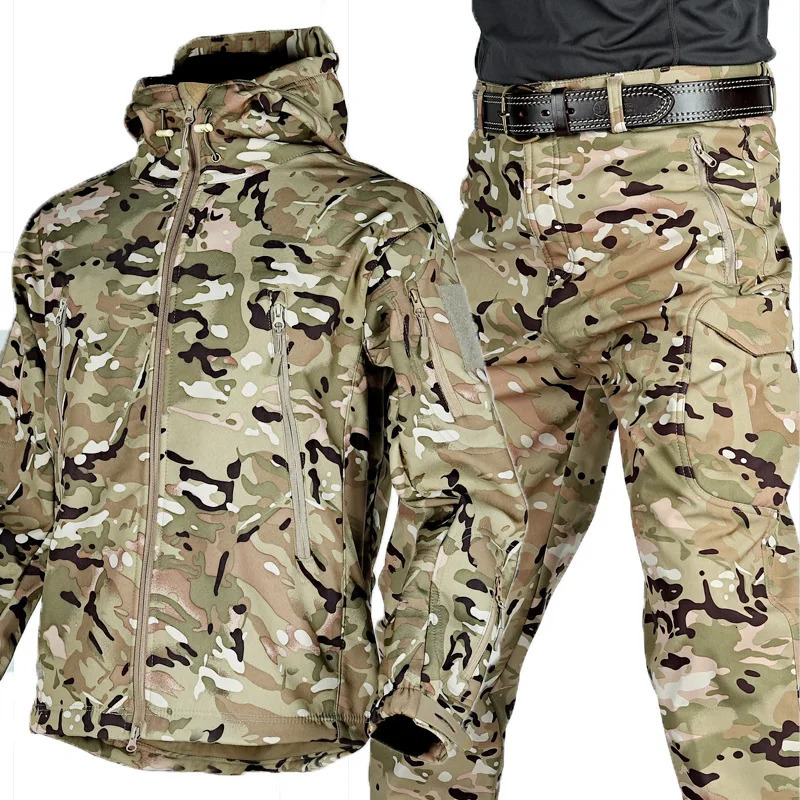 Fleece Softshell Jackets Winter Waterproof Mens Pants Tracksuit Camping Thermal Jacket Tactical Suit Hunting Clothing 250725
