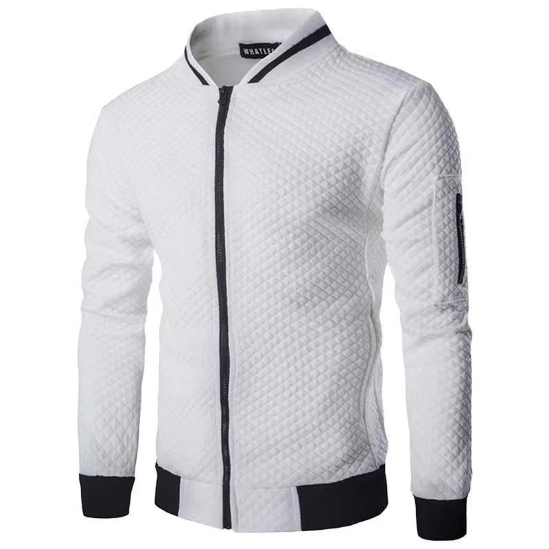 2024 autumn/winter mens diamond grid contrasting long sleeved slim fit jacket casual zipper stand up collar sports top250723250723
