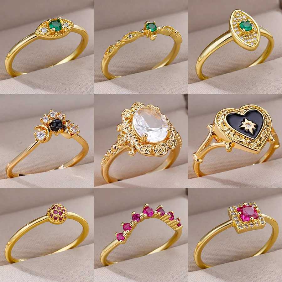 Womens colorful stainless steel ring colorful cubic zirconia heart-shaped opening adjustable ring fashionable jewelry wedding gift W250417