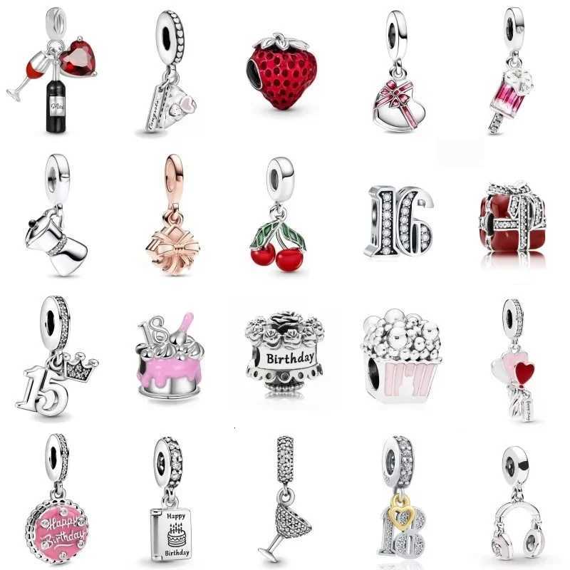 925 Silver HPY Birthday Charm Cake Beverage Fruit Bead Fit Original Chain Bracelet DIY Women Jewelry Accessory Gift Pendant XJ250726
