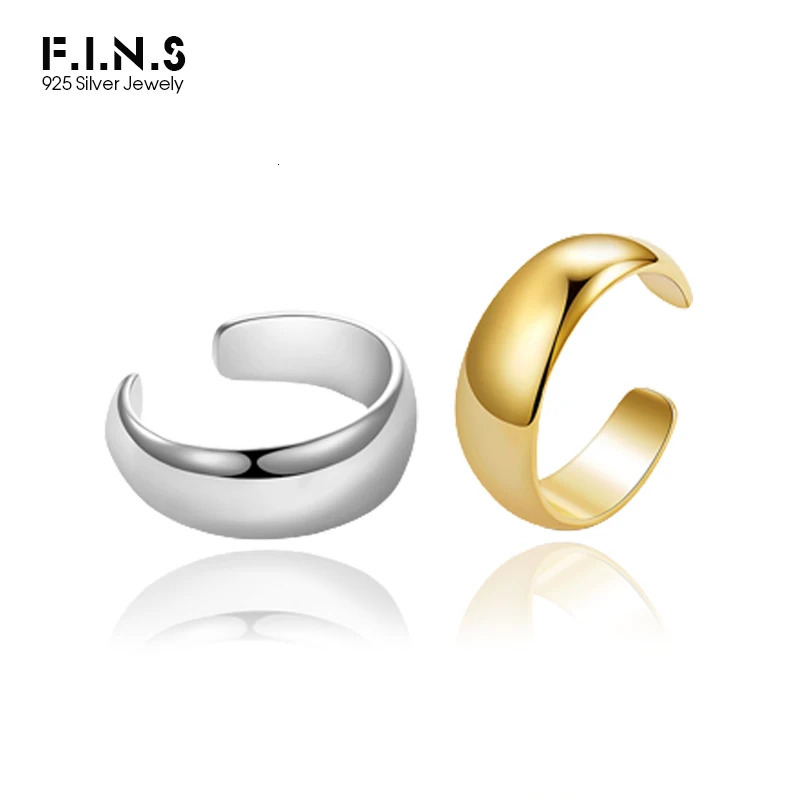 F.I.N.S 1PC S925 Sterling Silver Ear Buckle Minimalist Geometric Smooth Female Ear Cuff Simple Clip Earrings Without Piecing 250723