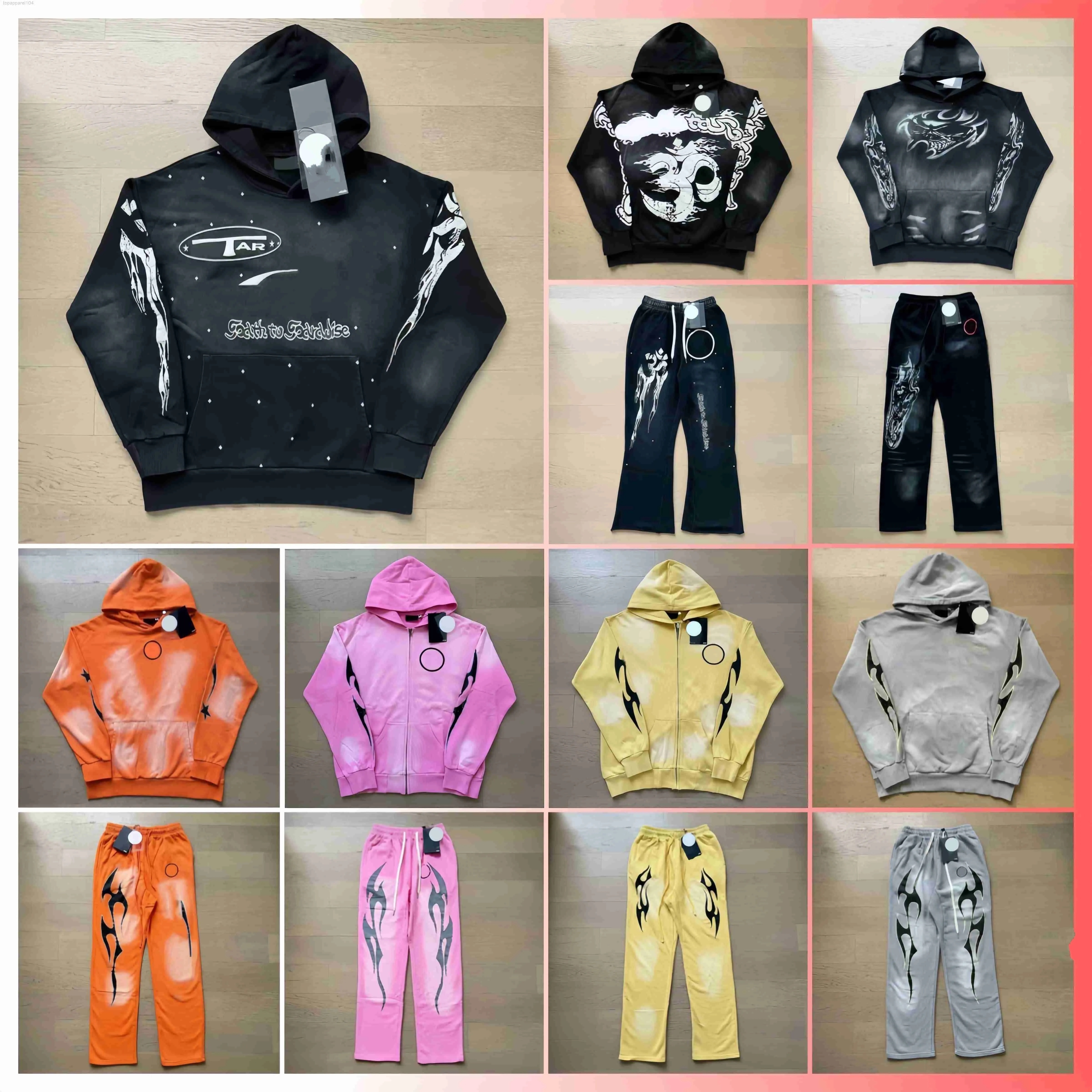 Designer Helles Mens Zip Up Hoodie Hoodie For Man Woman Hell Tracksuits Sports Suit Pants Pullover Vintage Street Graffiti Sweatshirts