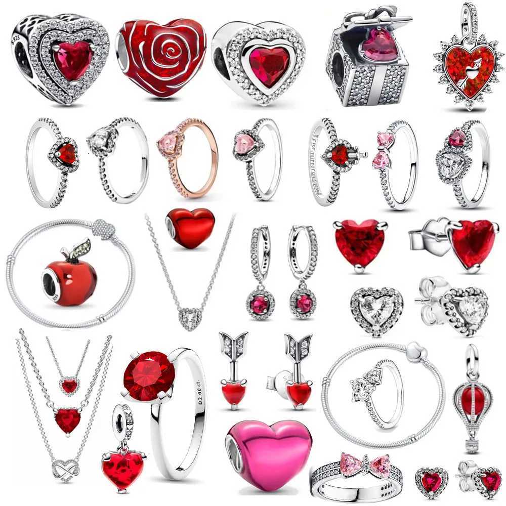 Valentines Day Red Christmas ple Gift Dangle Charms Beads 925 Sterling Silver Fit Original Heart Bracelet Women Jewelry XJ250726