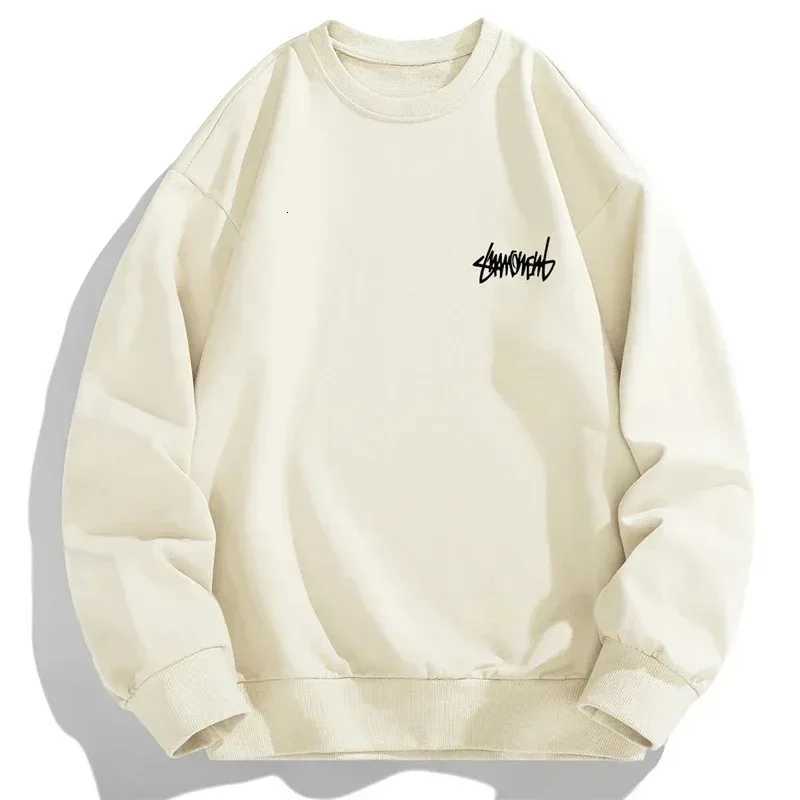 2025 Spring Autumn New Men Casual Sweatshirts Harajuku Loose Streetwear Tops O Neck Pullover Hoodie Solid Mens Sweatshirts S-3XL XJ250726
