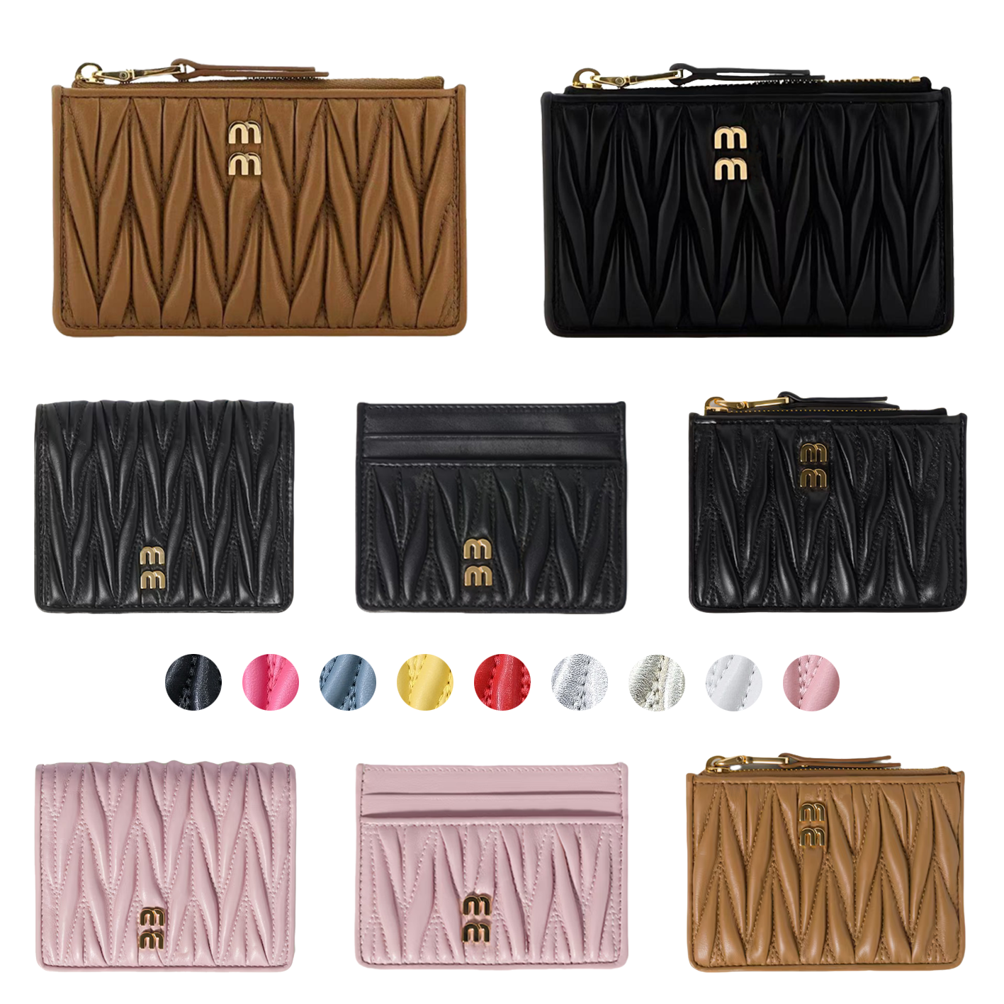 Matelasse soft sheepleather Card Holder Luxury designer wallet Womens mens Coin Purses gold silver CardHolders Top quality Key Wallets zippy Purse p