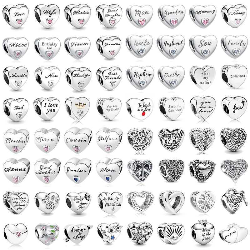 New 925 Sterling Silver All Heart Series Sister Daughter Charms Fit Original DIY Bracelet Necklace Women Jewelry Gift Making XJ250726