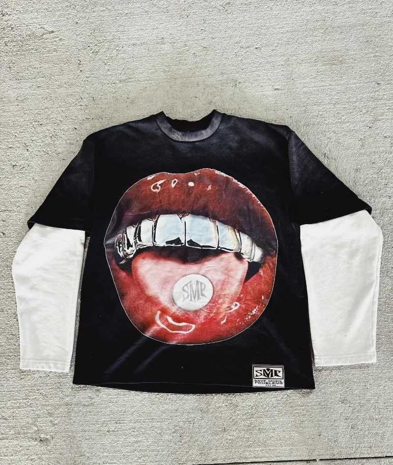 Hip Hop High Street vintage print long sleeve hoodie for men Y2k autumn new Gothic streetwear Harajuku trend oversized sweatshirt XJ250726