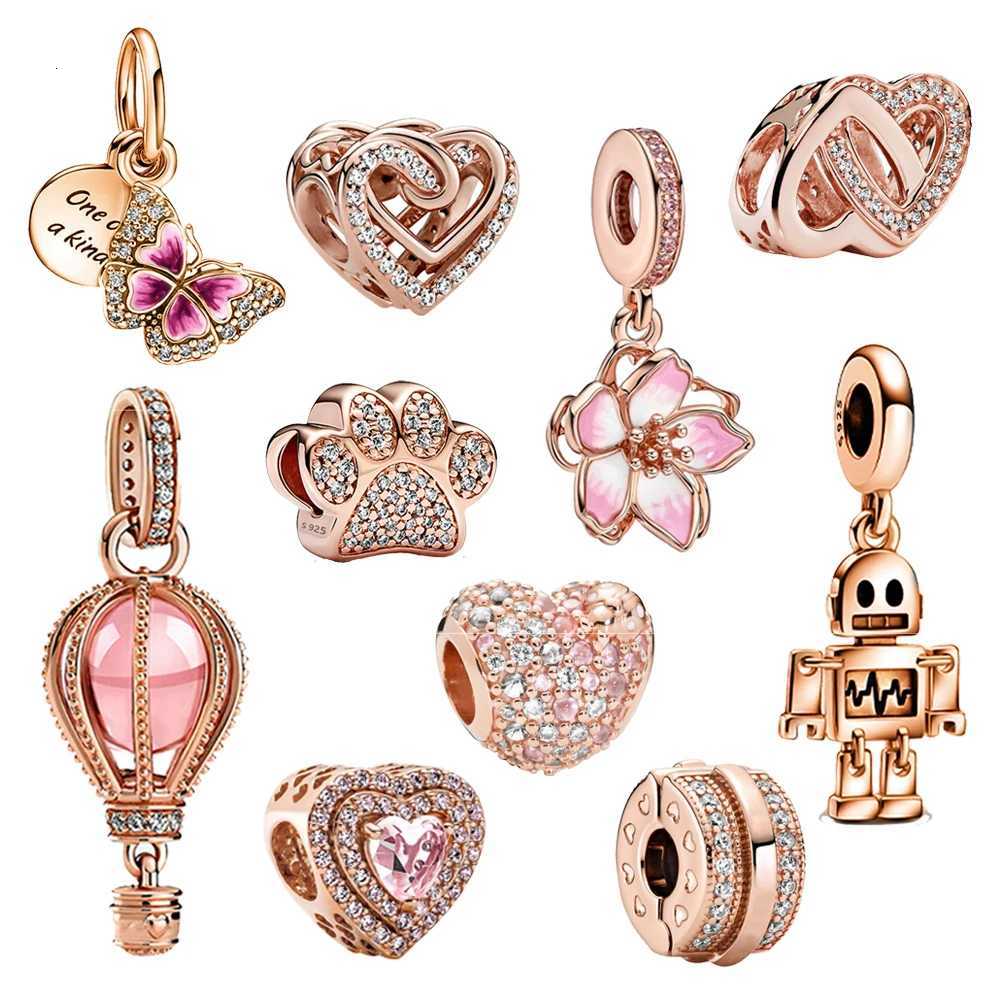New Rose Gold Pendant Silver Plated Fit Charms Silver Original Bracelet for Jewelry Making XJ250726