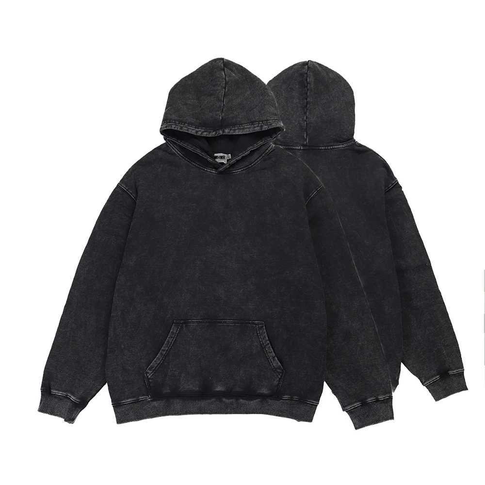 Vintage Hoodie Men Women Black Cotton Hoodie Sweatshirt High Street Mens Harajuku Fashion Casual Loose Pullover Hoodies XJ250726