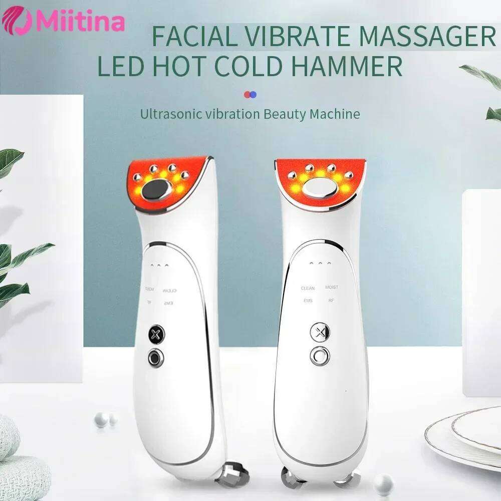 EMS Facial Massager LED Light Therapy Sonic Ion Vibration Tightening Anti Wrinkle Face Lifting Skin Rejuvenation Care Tools