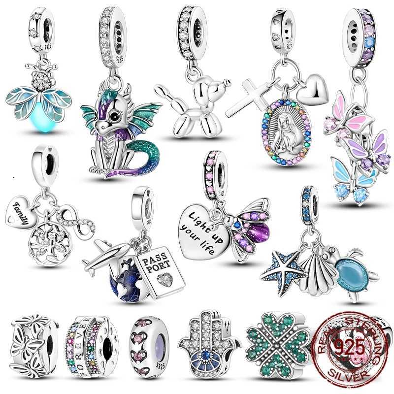 925 Sterling Silver Dragon Firefly Butterfly Puppy Heart Plane Travel Charms Fit Original Bracelet Zircon For Women Gift Gift XJ250726