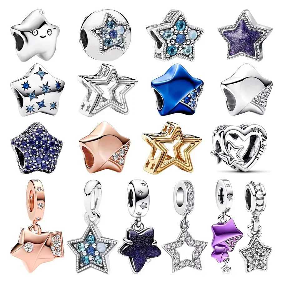 Sparkling Blue Golden Purple Star Trinket Dangle Charm Bead Fit Original 925 Sterling Silver Bracelet DIY Jewelry Gift For Women XJ250726