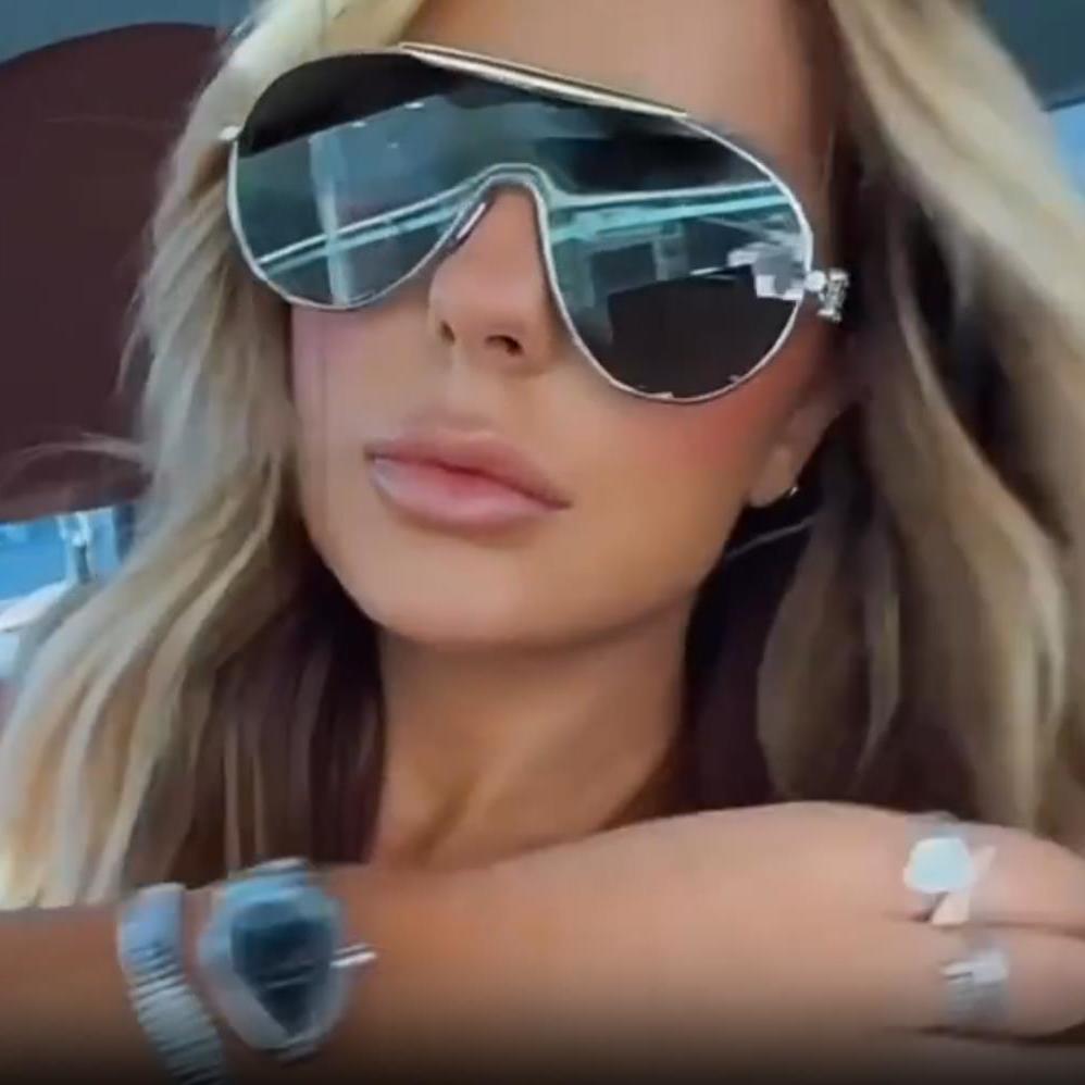 Lunettes de soleil de luxe de styliste pour femmes, style lettre L, monture en métal Y2K, cercle, voyage, fête, visage, amincissant, tempérament