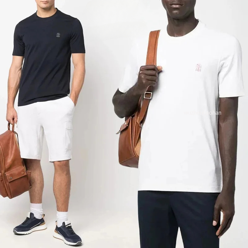 Men T Shirts Summer Cotton Elastic Round Neck Printing Short Sleeve T-shirt B1289