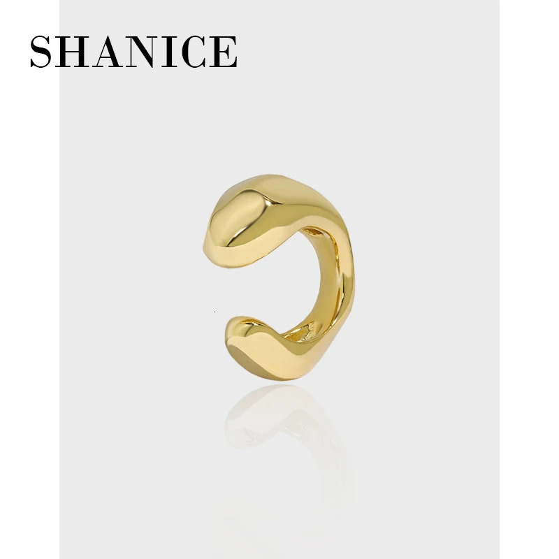 SHANICE S925 Sterling Silver U-shaped Ear Cuff Non Pierced Clip Earrings Trendy Punk Antique Color Small Flower Carved Hollow 250723
