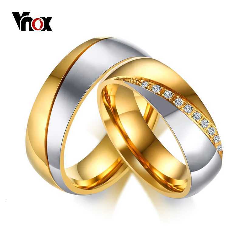 Vnox Temperature Womens Wedding Ring CZ Stone Stainless Steel Engagement Band Anniversary Personalized Gift Jewelry W250417