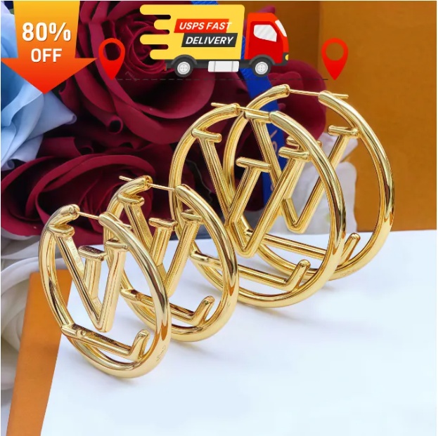 Boucles d'oreilles de créateurs, boucles d'oreilles de goujon de luxe, boucles d'oreilles classiques de 3-5 cm, bijoux de mode en acier et en arg