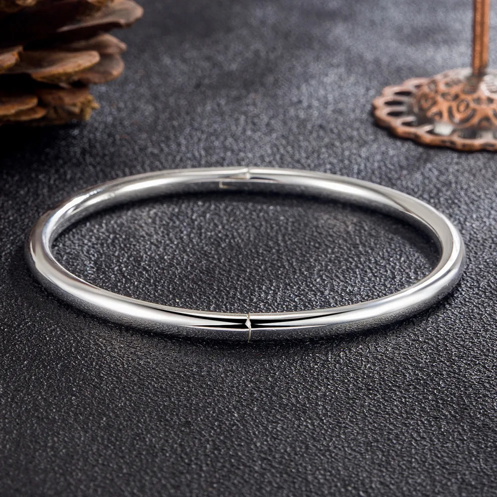 925 Sterling Silver 4MM Bangle Bracelets For Women Quality Jewelry Wholesale Jewellery 250725
