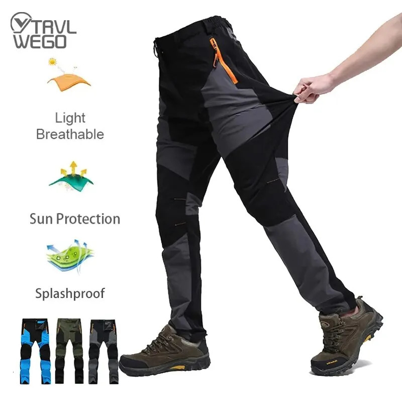 Men Summer Hiking Pants Wearresistant Water Splash Prevention Quick Dry UV Proof Elastic Thin Camping Trousers AD145 250725