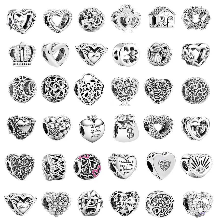 New DIY Silver Fashion Jewelry Gift Little House Open Heart Rose Flowers Charm Bead Fits Original Europeans Silver 925 Bracelet XJ250726
