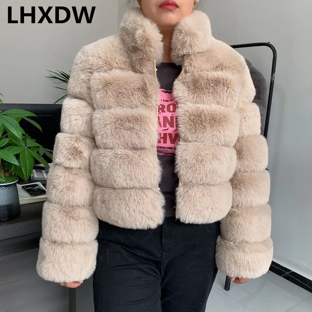 Women's faux fur jacket stand-up collar hot selling autumn and winter fashionable women faux fur coat