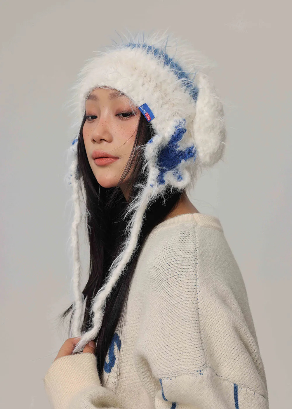 stripecony hair Hand hook hat FUR Womens Winter Thickened Warm Knitted Wool Cap Cold Cap Large Head Surround Hat with earflaps 250725