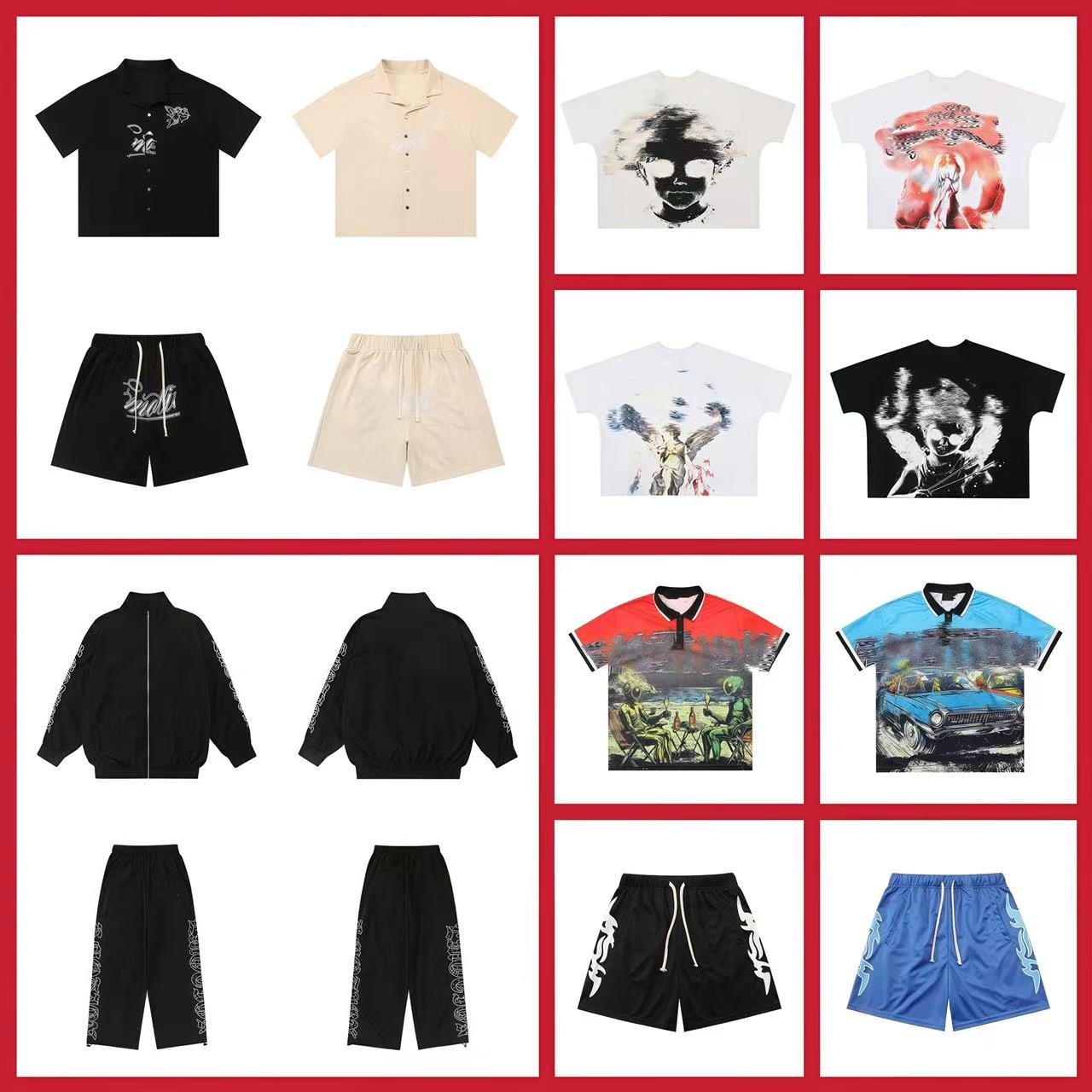 top Hommes T-shirt et shorts Sweat à capuche et pantalon ensemble lettre imprimée doodle High Street Top T-shirts Hommes Femmes Casual T-shirt à