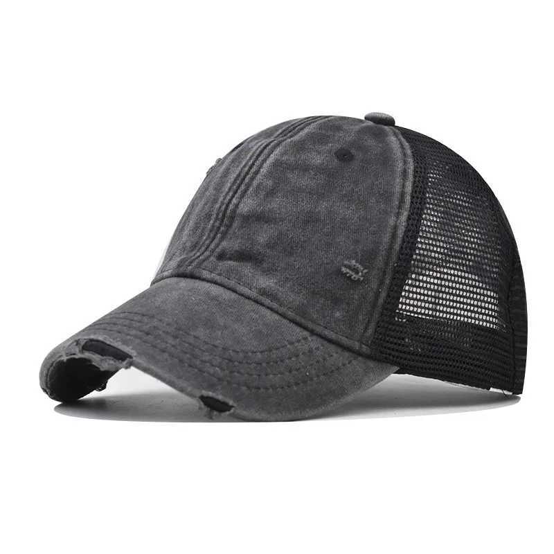 Washed Cotton Mesh Breathable Baseball Cap Made Old Ripped Light Board Caps Men and Women Tide Spring and Summer Vintage Hat 250715