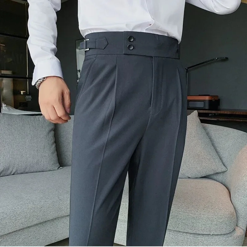 Wide Leg Male Suit Trousers Plus Big Size Gray Mens Summer Pants Formal Clothes Offer Luxury Thin Casual Work Wear Fabric 2024 250724